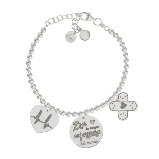 PULSERA MI HISTORIA PLATA 925MM BOLAS ENFERMERA