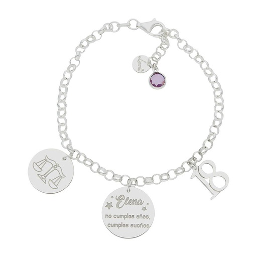 PULSERA MI HISTORIA PLATA 925MM CUMPLEAÑOS