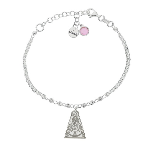 PULSERA MI HISTORIA PLATA 925MM FORZADA + BOLAS - VIRGEN DEL ROCIO