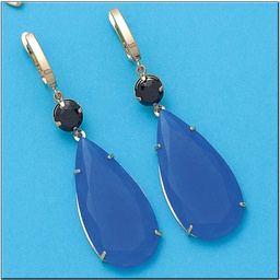 [P908] PENDIENTES ORO 18KL ONIX AZUL