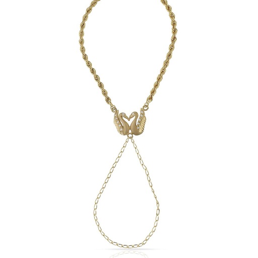 PULSERA ORO 18KL DEDO CISNES CIRCONITAS