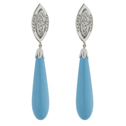 [P1371] PENDIENTES ORO 18KL TURQUESA SINTETICA