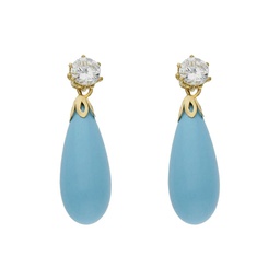 [P1364] PENDIENTES ORO 18KL TURQUESA SINTETICA