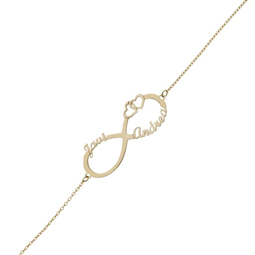PULSERA ORO 18KL INFINITO + CORAZONES