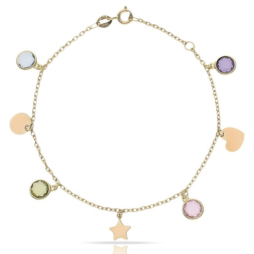 PULSERA ORO 18KL MINI CHARMS MIX + PIEDRAS