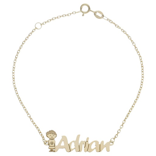 PULSERA ORO 18KL NIÑO + NOMBRE