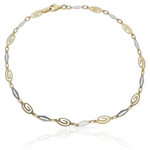 PULSERA ORO 18KL TOBILLERA BICOLOR