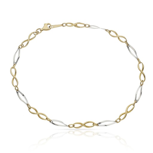PULSERA ORO 18KL TOBILLERA BICOLOR