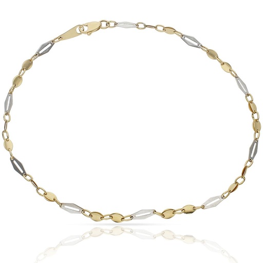 PULSERA ORO 18KL TOBILLERA BICOLOR