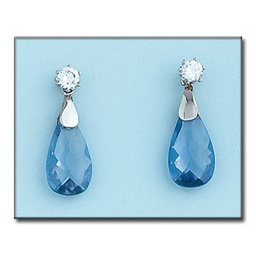 [P6176] PENDIENTES ORO BLANCO 18KL COLOR AGUA MARINA