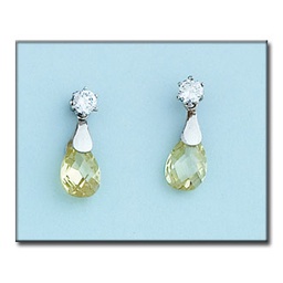 [P6173] PENDIENTES ORO BLANCO 18KL COLOR PERIDOT