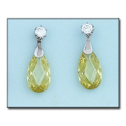 [P6179] PENDIENTES ORO BLANCO 18KL COLOR PERIDOT