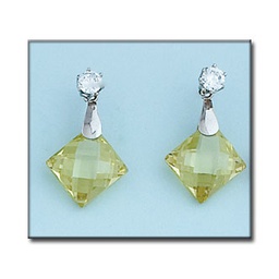 [P6169] PENDIENTES ORO BLANCO 18KL COLOR PERIDOT