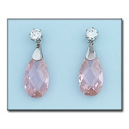 [P6178] PENDIENTES ORO BLANCO 18KL COLOR ROSA