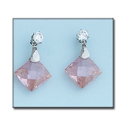 [P6170] PENDIENTES ORO BLANCO 18KL COLOR ROSA