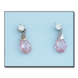 [P6171] PENDIENTES ORO BLANCO 18KL COLOR ROSA