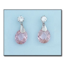 [P6196] PENDIENTES ORO BLANCO 18KL COLOR ROSA