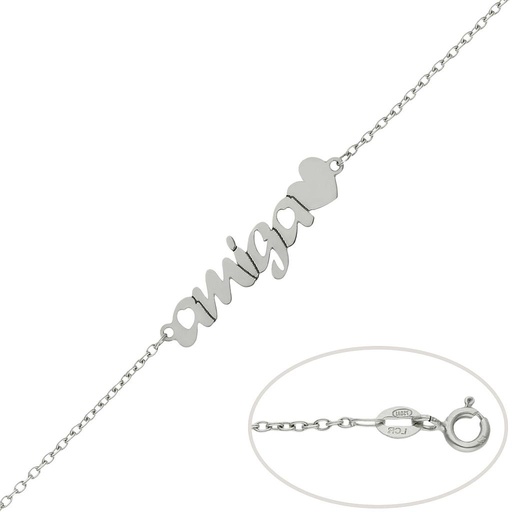 PULSERA ORO BLANCO 18KL AMIGA + CORAZON