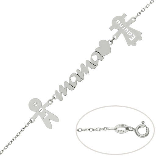 PULSERA ORO BLANCO 18KL MAMA + NIÑOS