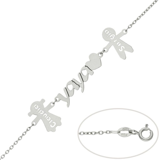 PULSERA ORO BLANCO 18KL YAYA + NIÑOS