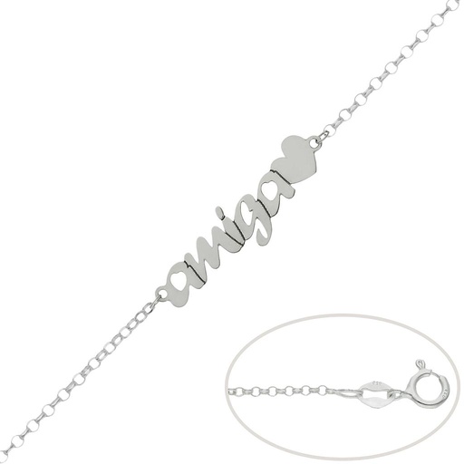 PULSERA PLATA 925MM AMIGA + CORAZON