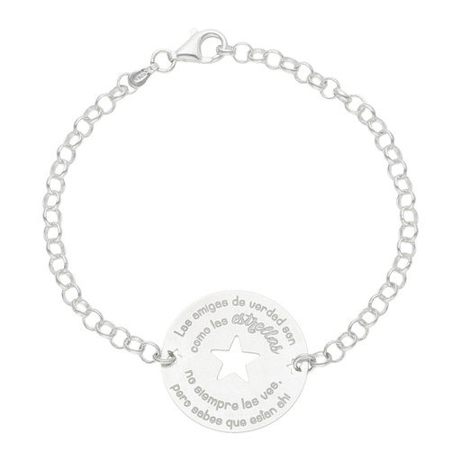 PULSERA PLATA 925MM AMIGAS ESTRELLA + FRASE