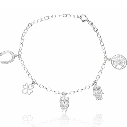 PULSERA PLATA 925MM AMULETOS