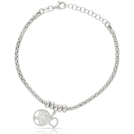 PULSERA PLATA 925MM ARBOL DE LA VIDA + CORAZON