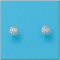 [P484] PENDIENTES ORO BLANCO 18KL FLOR