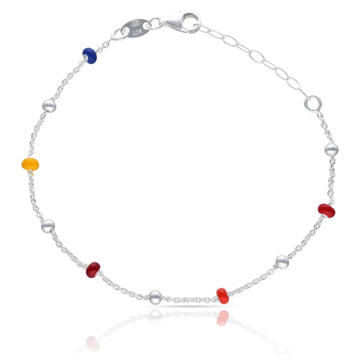 PULSERA PLATA 925MM BOLAS ESMALTADAS