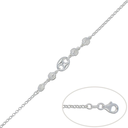 PULSERA PLATA 925MM CALABROTE + CONCHAS