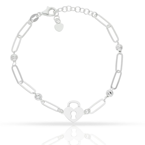 PULSERA PLATA 925MM CANDADO + BOLAS