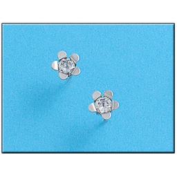 [P296] PENDIENTES ORO BLANCO 18KL FLOR
