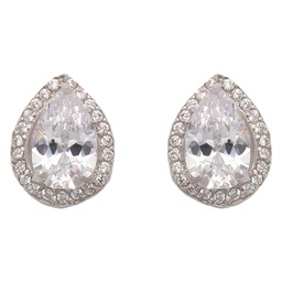 [P825] PENDIENTES ORO BLANCO 18KL LAGRIMA