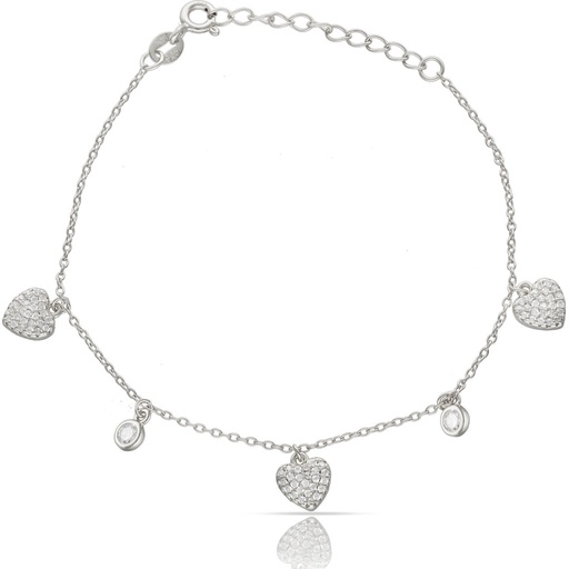 PULSERA PLATA 925MM CORAZON + CIRCONITAS