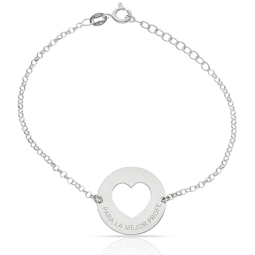 PULSERA PLATA 925MM CORAZON + FRASE - 20MM