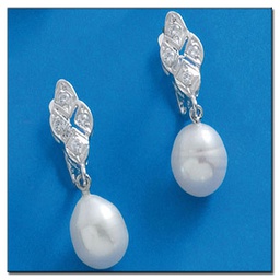 [P1194] PENDIENTES ORO BLANCO 18KL P. CULTIVADAS
