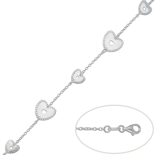 PULSERA PLATA 925MM CORAZONES