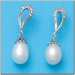 [P863] PENDIENTES ORO BLANCO 18KL P. CULTIVADAS