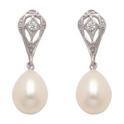 [P6100] PENDIENTES ORO BLANCO 18KL P. CULTIVADAS