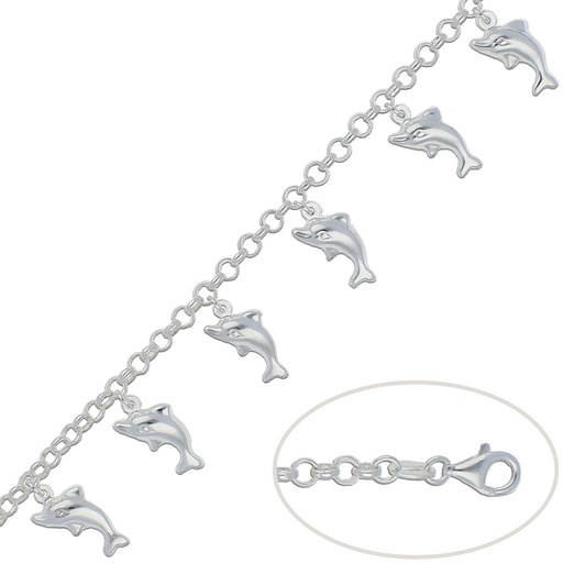 PULSERA PLATA 925MM DELFINES