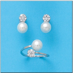 [P6742] PENDIENTES ORO BLANCO 18KL P.CULTIVADAS