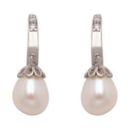 [P472] PENDIENTES ORO BLANCO 18KL PERLAS PERA