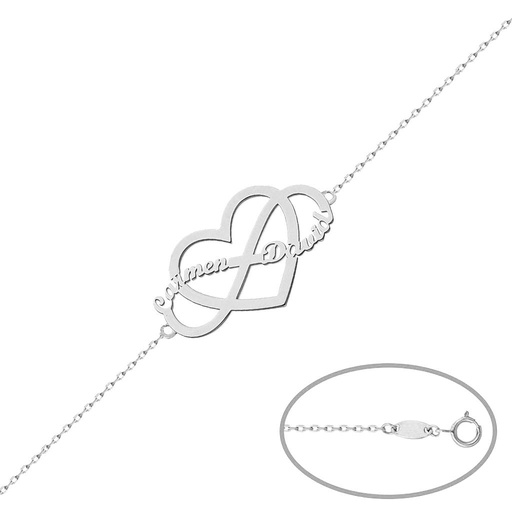 PULSERA PLATA 925MM INFINITO + CORAZON
