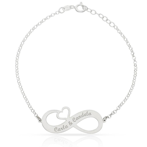 PULSERA PLATA 925MM INFINITO + CORAZON