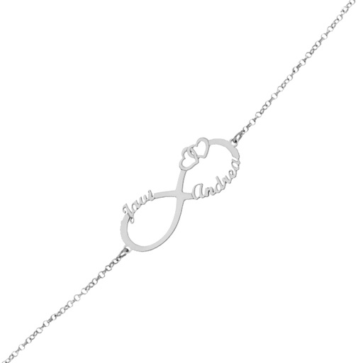 PULSERA PLATA 925MM INFINITO + CORAZONES