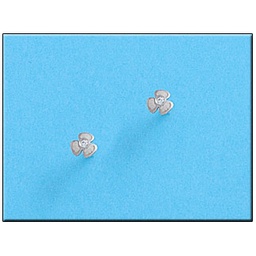 [P218] PENDIENTES ORO BLANCO 18KL TREBOL