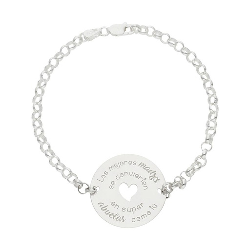PULSERA PLATA 925MM MADRE Y ABUELA CORAZON + FRASE