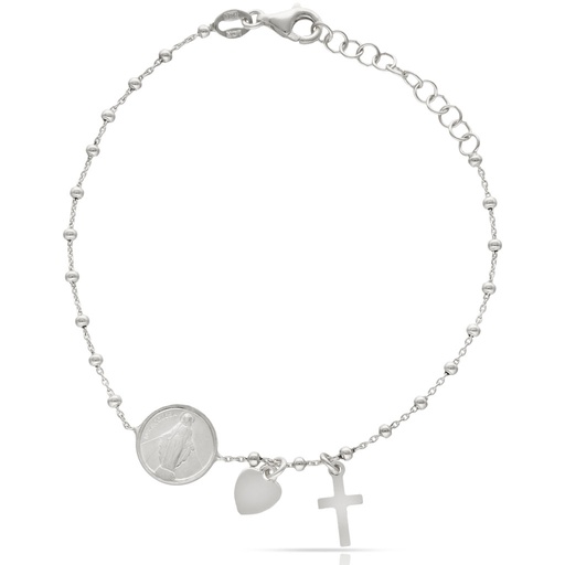 PULSERA PLATA 925MM MILAGROSA + CRUZ DE SAN BENITO