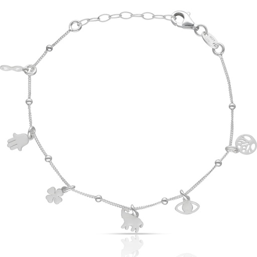 PULSERA PLATA 925MM MINI CHARMS AMULETOS ESMALTADOS